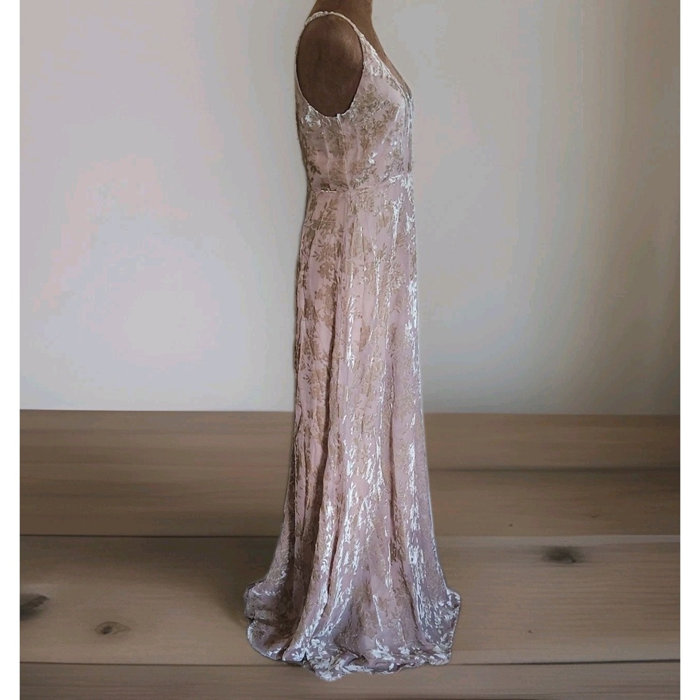 New‎ Lulus Maxi Dress Size M Elegance Taupe Burnout Velvet  Sleeveless Formal - Picture 4 of 9